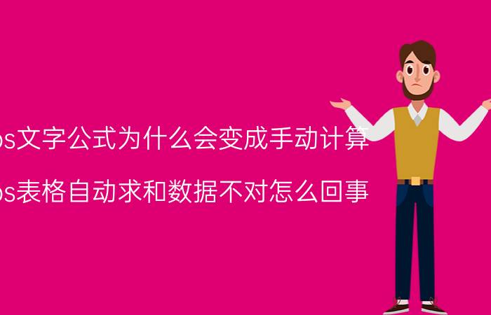 wps文字公式为什么会变成手动计算 wps表格自动求和数据不对怎么回事？